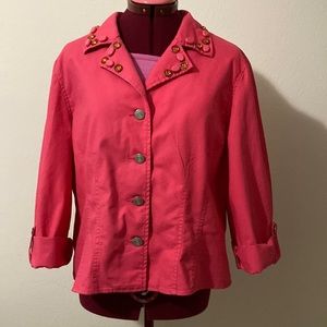 Hearts of Palms Pink Jacket. Size 14-16 approximate. Neckline with decoration.